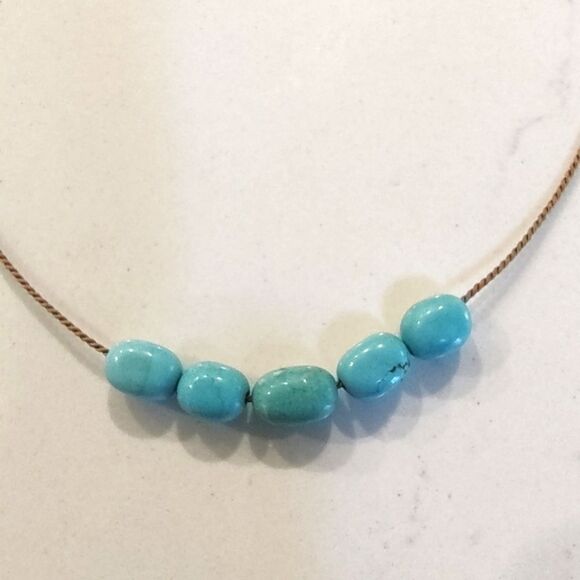 J. Mills Simple Kingman Turquoise Bead Necklace - Picture 2 of 5